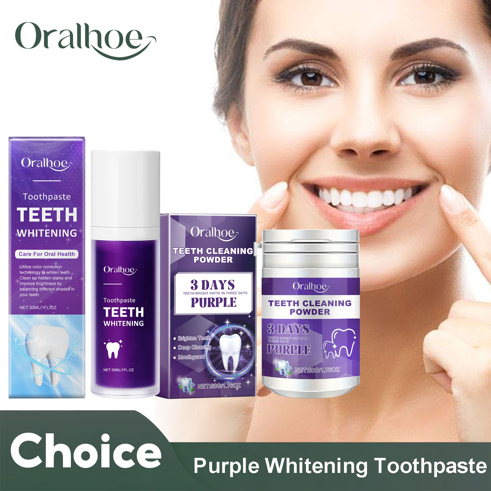Teeth Paint Whitening - معجون أسنان لتبييض الأسنان باللون الأرجواني،