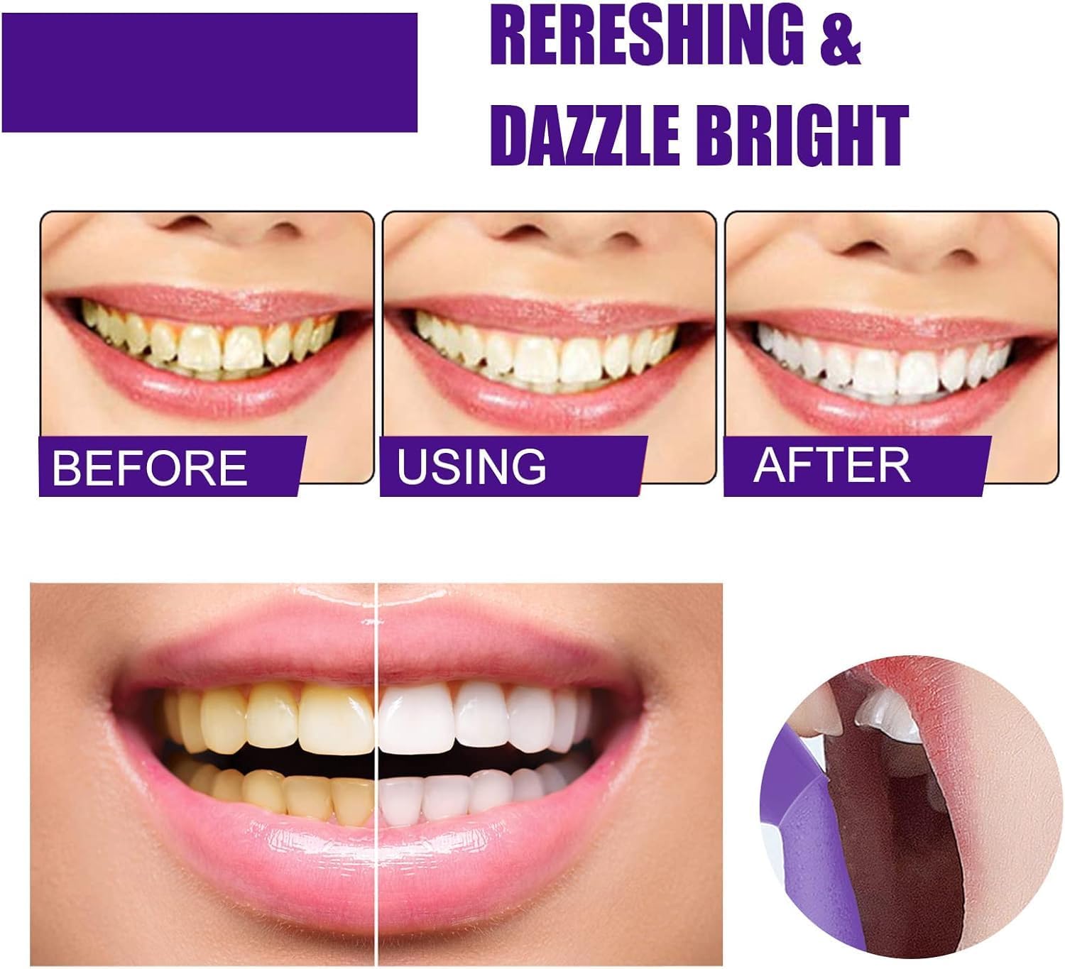 معجون أسنان رغوي بنفسجي لتبييض - مراجعة Teeth Whitening Routine وسعره